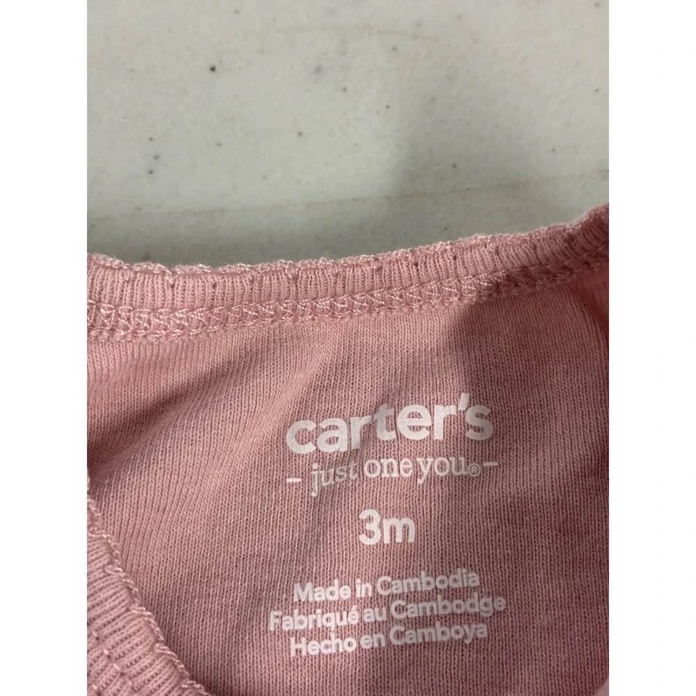 Carters‎ Rabbit Bear Baby Girl 0-3M Bodysuit Pants Set Bundle 6pc Pink Cream - Picture 5 of 7